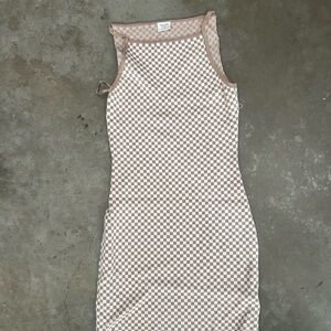 Abercrombie & Fitch Checkered Mini Dress in Brown and White